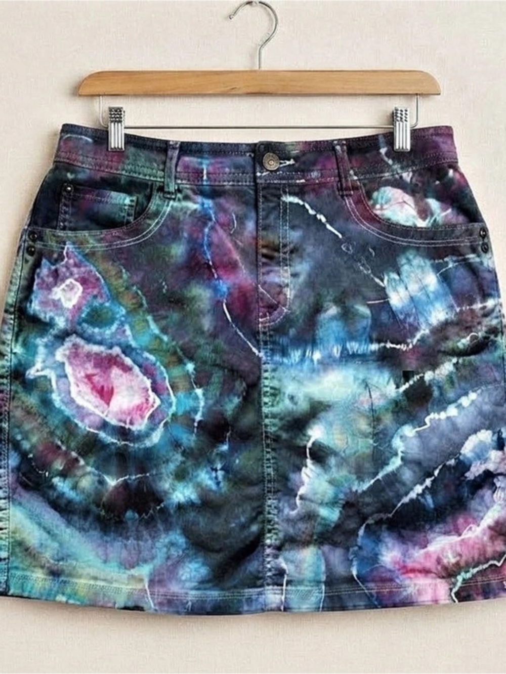 Ice dyed Croft & Barrow Denim Mini Skirt